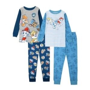 Paw Patrol Pajama Set Kids 2T Blue NEW 4-Piece Glow in the Dark Cotton PJs